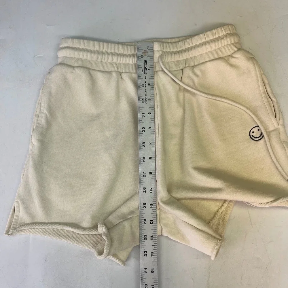 Things Between Cream Smiley Face Cotton Sweat Shorts TBP483 Womens‎ Small